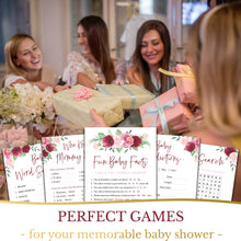 Baby Shower Games for Boys or Girls - Set of 5 Activities for 50 Guests - Double Sided Cards - Rose Gold