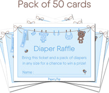 50 Diaper Raffle Tickets for Baby Shower Boy (50 Pack) - Bring a Pack of Diapers to Win a Prize