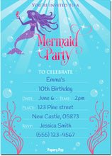 30 Mermaid Party Invitations with Envelopes - Kids Birthday Party Invitations for Girls