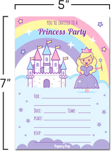 30 Princess Birthday Invitations with Envelopes - Kids Birthday Party Invitations for Girls