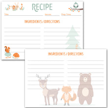 50 Recipe Cards - Woodland Animals