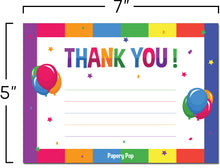 30 Rainbow Thank You Cards with Envelopes - Kids Birthday Thank You Cards - Multicolor