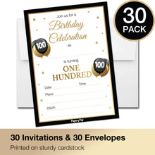 100 Year Old Birthday Invitations with Envelopes (30 Count)