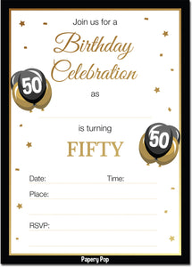 50 Year Old Birthday Invitations with Envelopes (30 Count)