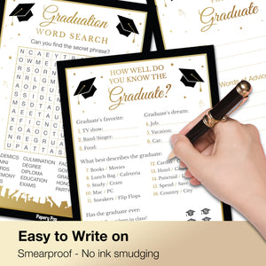 Graduation Party Games - 4 Activities for 30 Guests - Double Sided Cards
