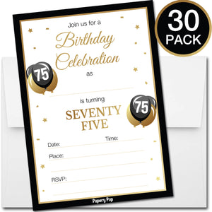 75 Year Old Birthday Invitations with Envelopes (30 Count)