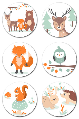 Woodland Stickers (Pack of 324) - Birthday Party Labels Favor Decorations Supplies - Boy or Girl - Forest Animals Owl Fox Deer