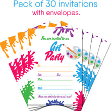 30 Art Party Invitations with Envelopes - Kids Birthday Party Invitations for Boys or Girls