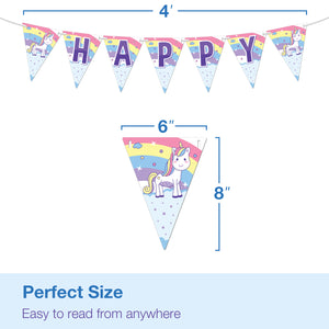 Unicorn and Princess Happy Birthday Banner - Kids Birthday Decorations for Girls - Rainbow Unicorn Party Supplies