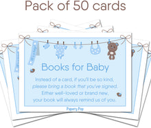 50 Books for Baby Shower Request Cards for Boy (50 Pack) - Bring a Book Instead of a Card