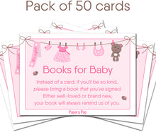 50 Books for Baby Shower Request Cards for Girl (50 Pack) - Bring a Book Instead of a Card