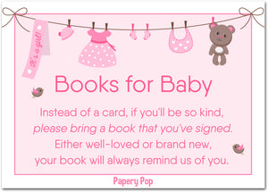 50 Books for Baby Shower Request Cards for Girl (50 Pack) - Bring a Book Instead of a Card