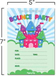 30 Bounce House Birthday Invitations with Envelopes - Kids Birthday Party Invitations for Boys or Girls