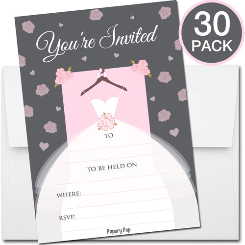 30 Invitations with Envelopes - Any Occasions - Bridal Shower, Wedding Shower, Bachelorette Party