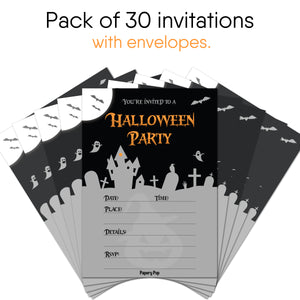 30 Halloween Party Invitations with Envelopes