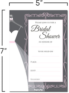 30 Bridal Shower Invitations with Envelopes - Wedding Shower Invitations - Grey