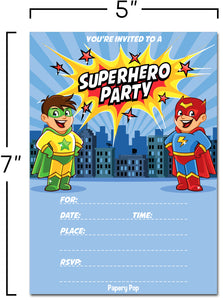 30 Superhero Birthday Invitations with Envelopes - Kids Birthday Party Invitations for Boys